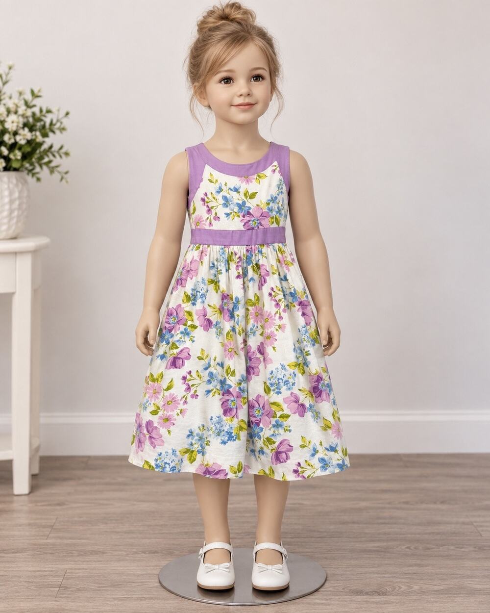 Y2k 2000s Maggie & Zoe purple Floral SPRING DRESS Sleeveless EASTER girl 4t
